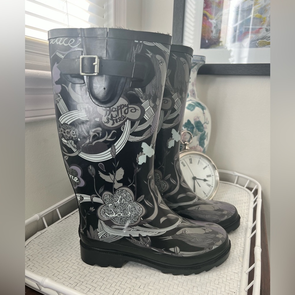 THE SAK “peace nature happy free” rain boots mud Wellies